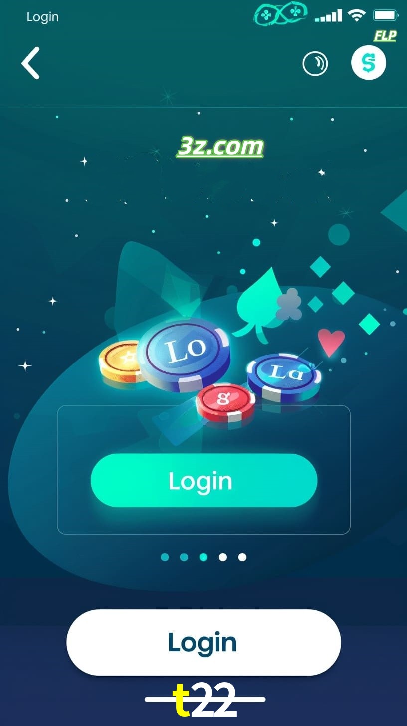 Login no aplicativo de cassino online t22 Brasil com bônus de boas-vindas